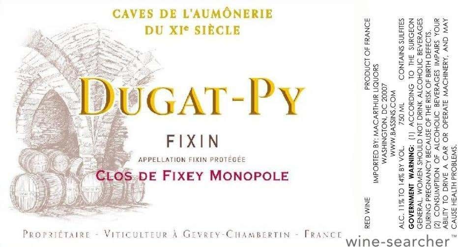 Domaine Dugat-Py Fixin Clos de Fixey Monopole, Cote de Nuits 2020 6x75cl IN-BOND