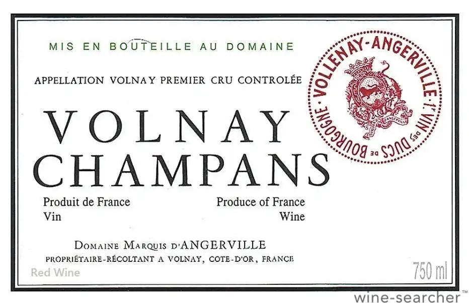 Domaine Marquis d'Angerville Champans, Volnay Premier Cru, France 2005 12x75cl IN-BOND