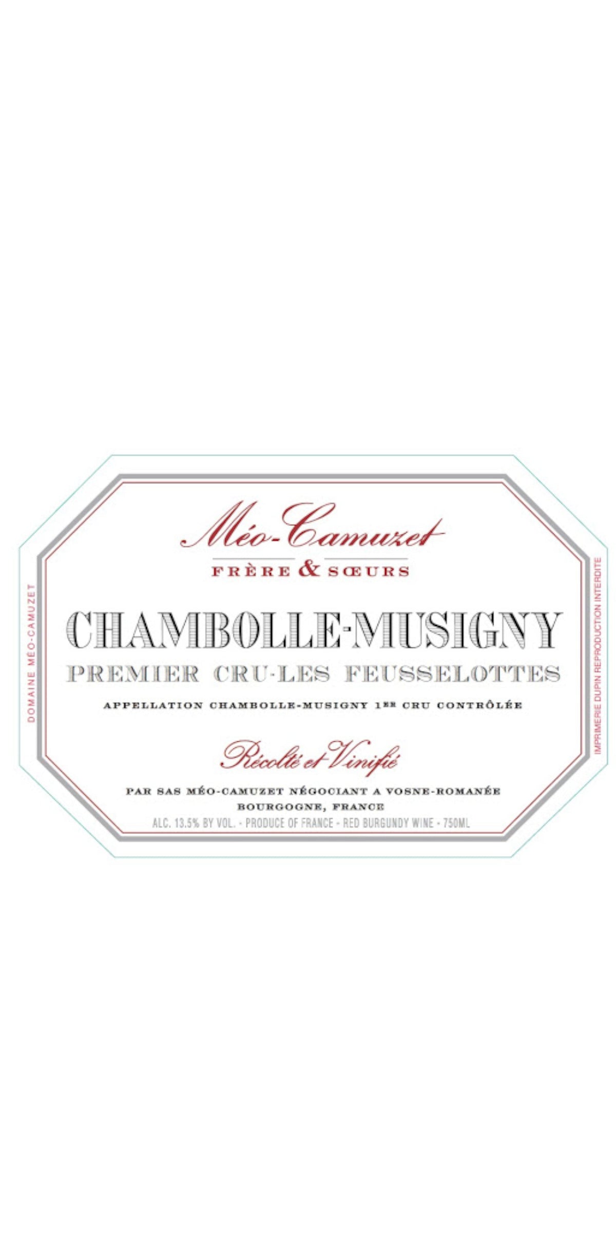 Meo-Camuzet Les Feusselottes, Chambolle-Musigny Premier Cru, 2013 6 x 75cl IN-BOND