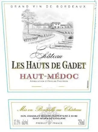 Chateau Les Hauts de Gadet, Cuvee du Moulin, Haut-Medoc 2018