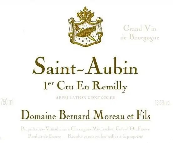 Domaine Bernard Moreau et Fils En Remilly, Saint-Aubin Premier Cru, France 2019 PRE-ARRIVAL