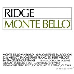 Ridge Vineyards, Monte Bello, Santa Cruz Mountains, 2022 3 x 75cl OWC PRE-ARRIVAL