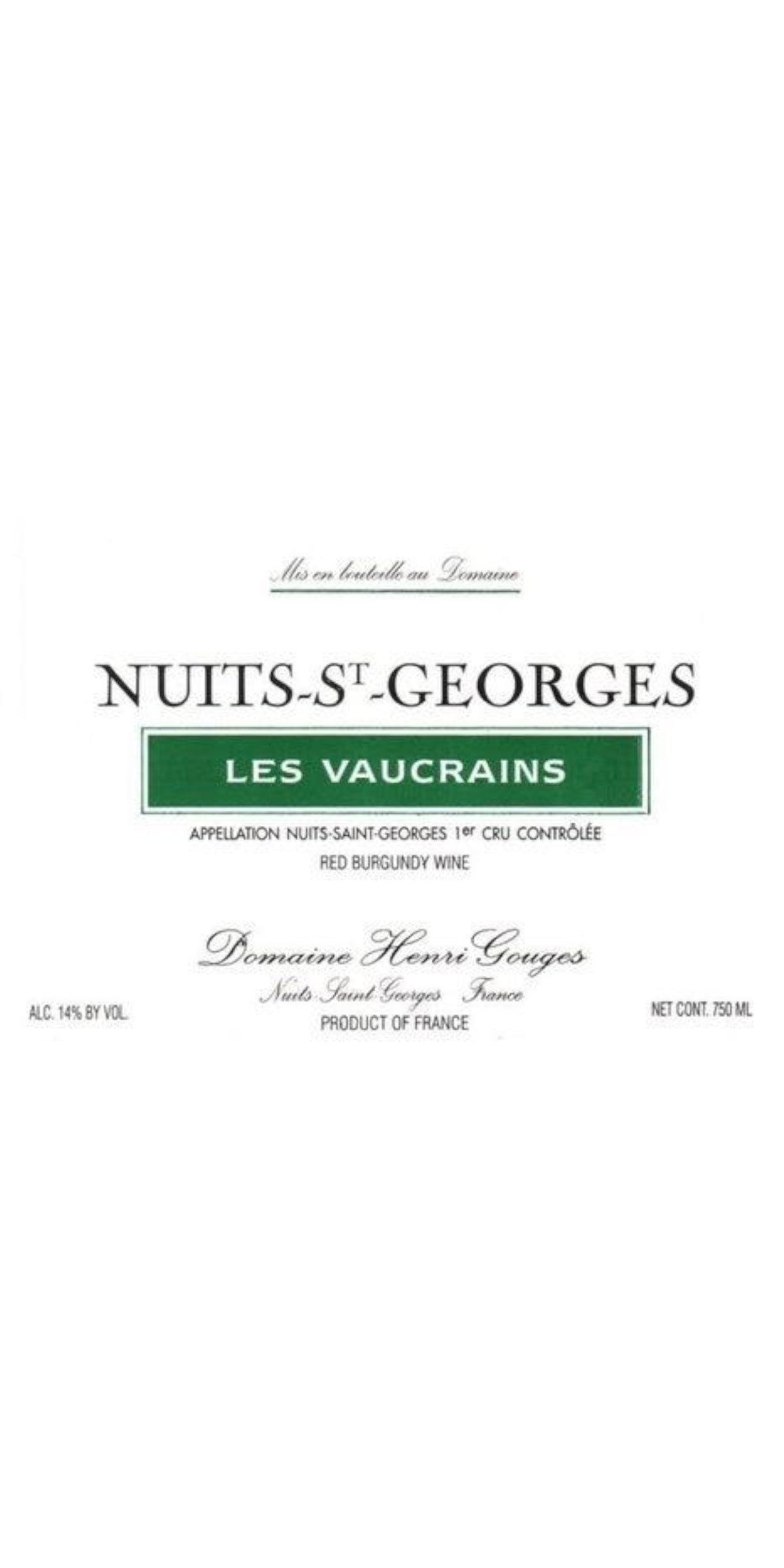 Domaine Henri Gouges, Nuits-St-George Premier Cru, Les Vaucrains, Cotes de Nuits 2009