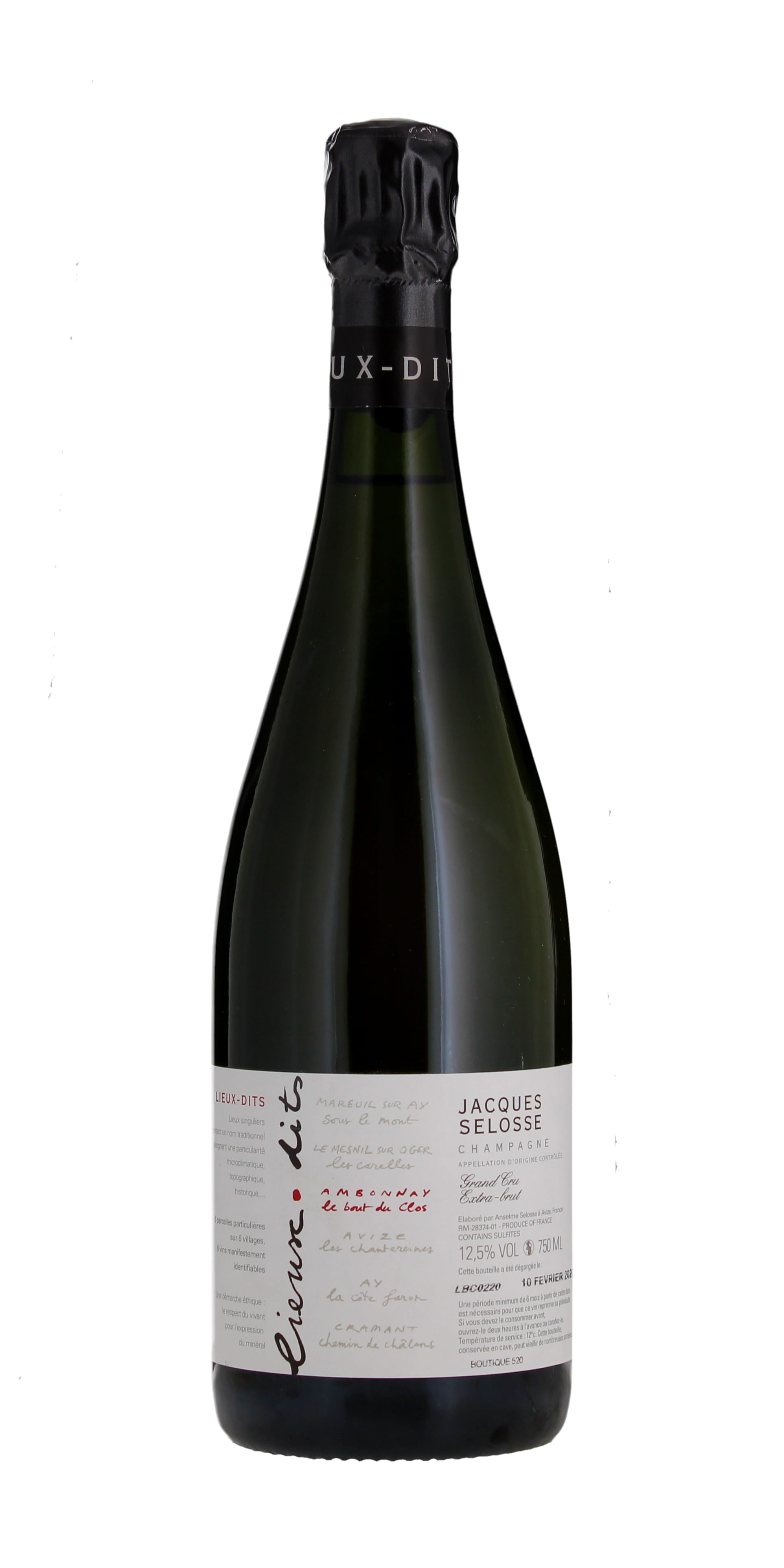 Jacques Selosse Lieux-dits 'Le Bout du Clos' Ambonnay Grand Cru Extra Brut, Champagne NV