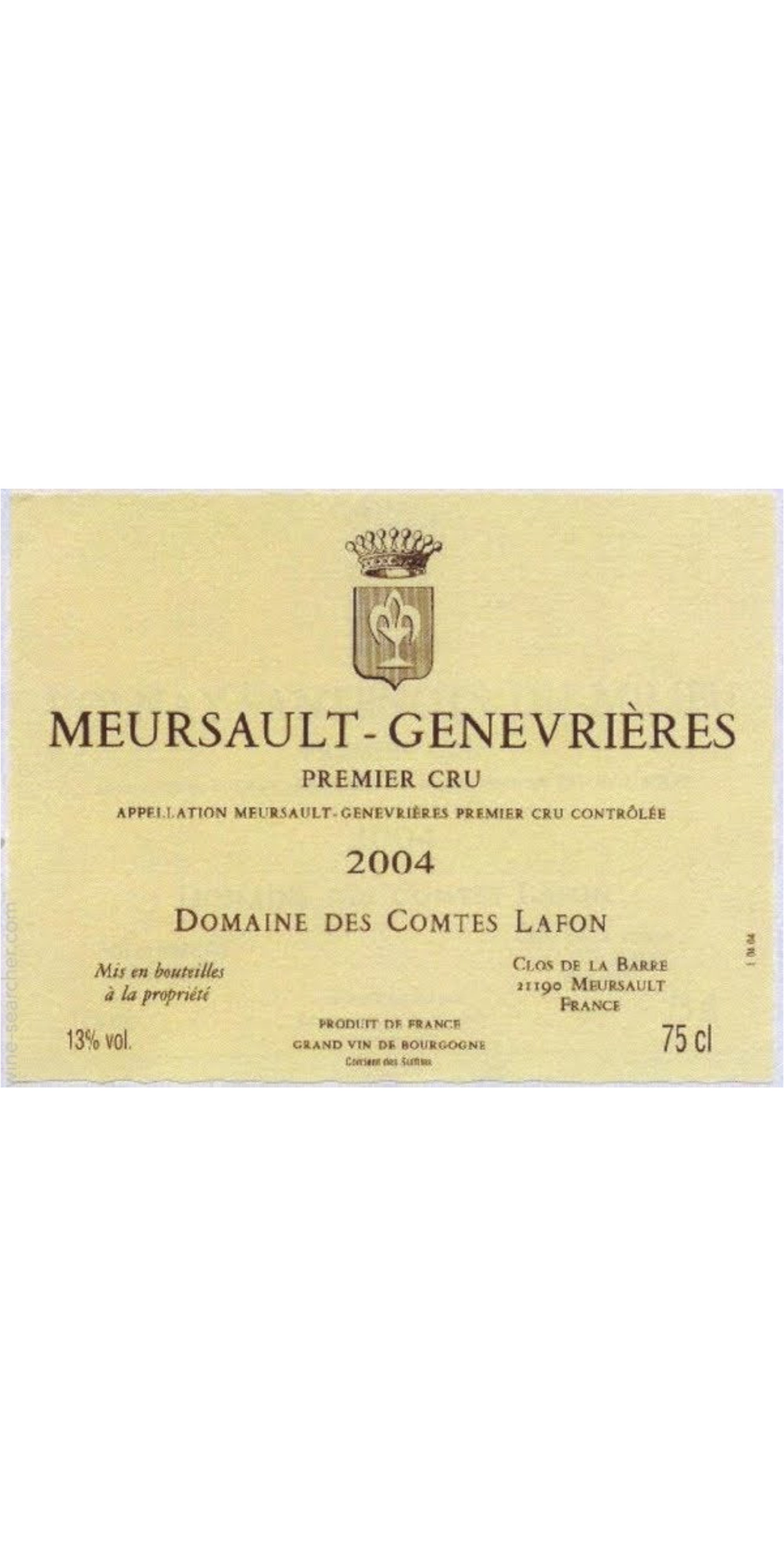 Domaine Des Comtes Lafon, Meursault Genevrieres Premier Cru, Cote D'Or 2004