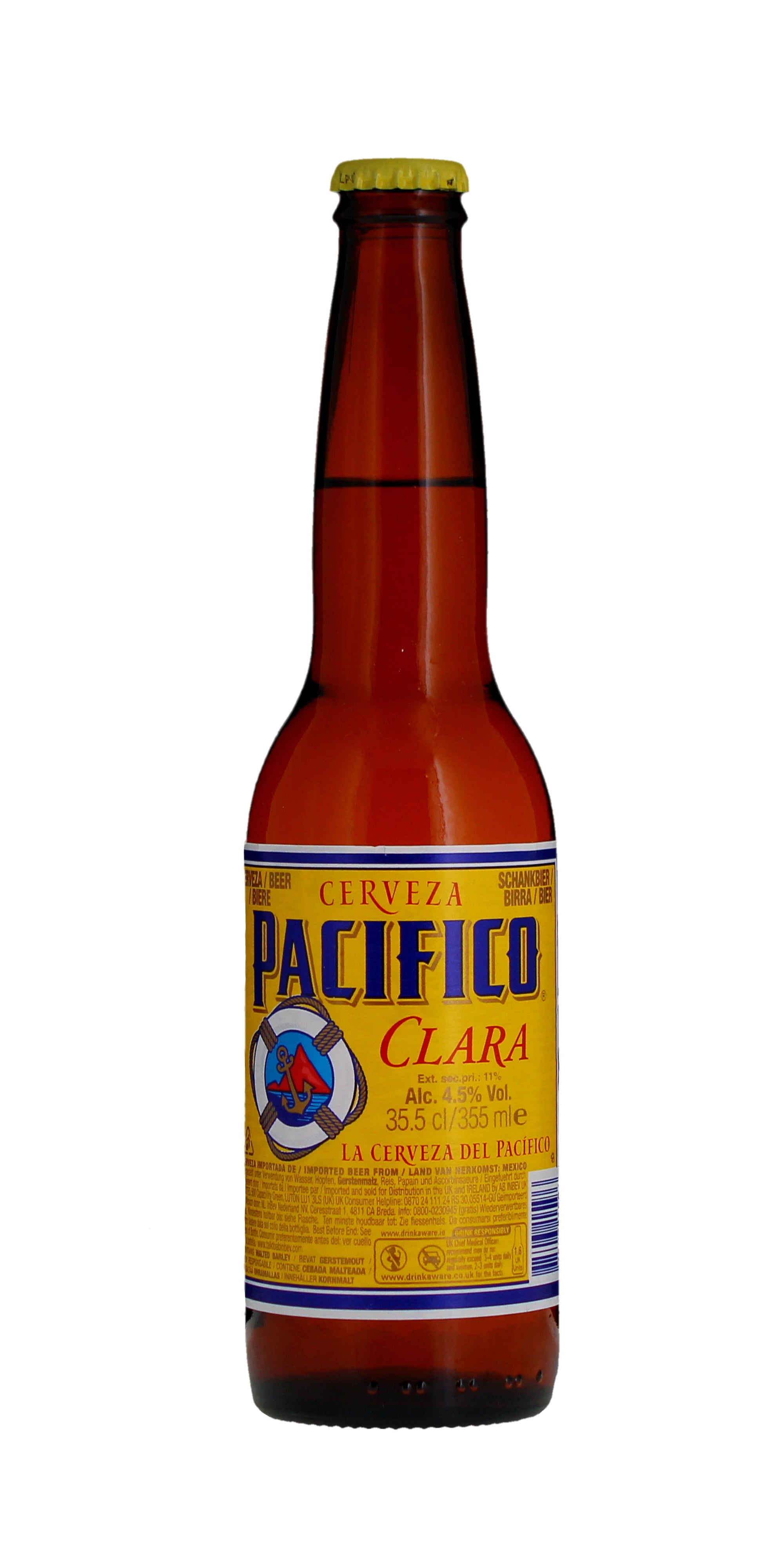 Pacifico Clara, Mexican Lager 4.5% 355ml Bottle