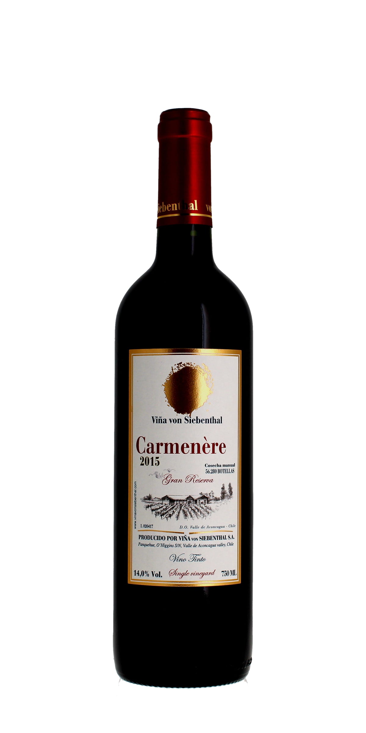 Vina von Siebenthal Gran Reserva Carmenere, Aconcagua Valley 2015